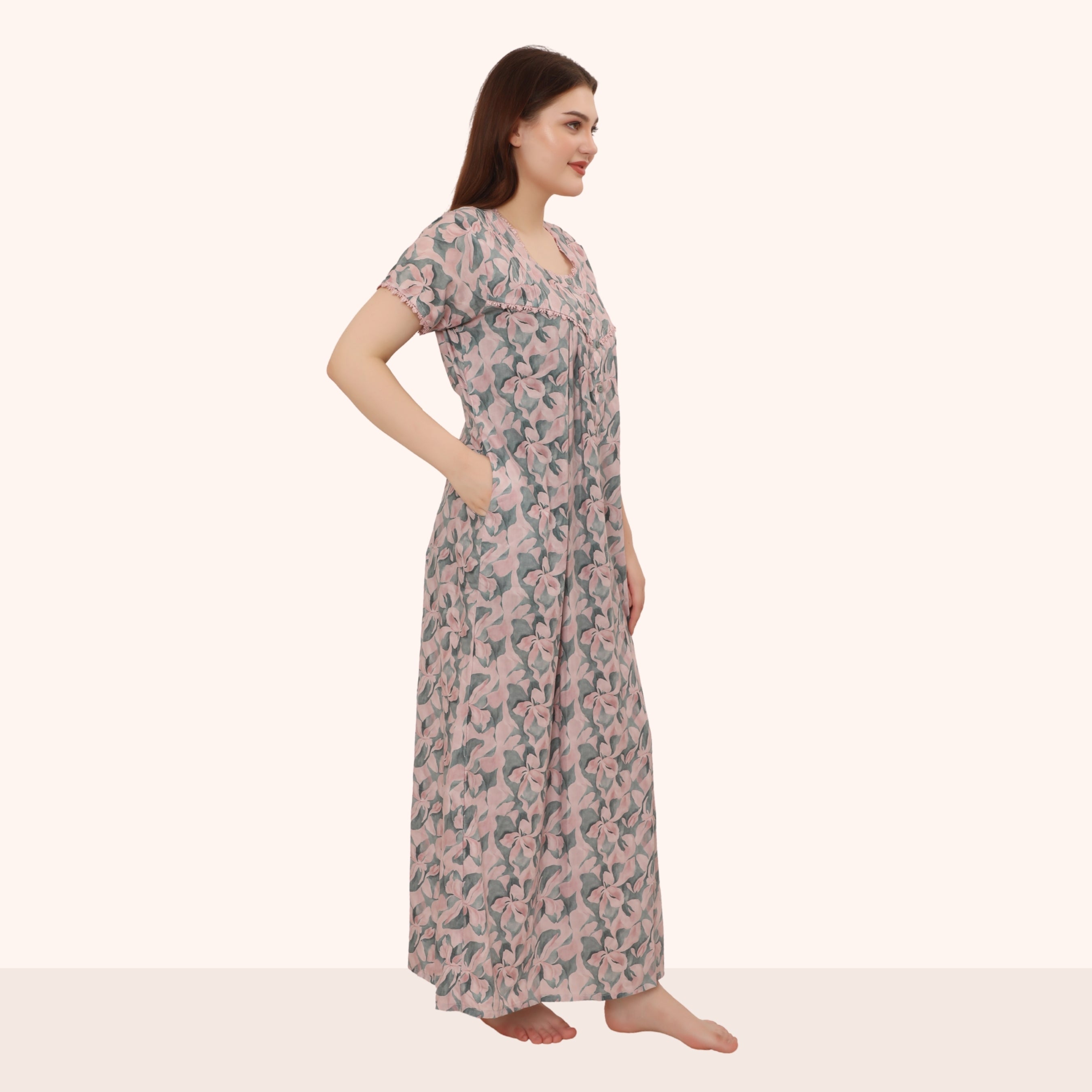 Printed Full Length Night Gown