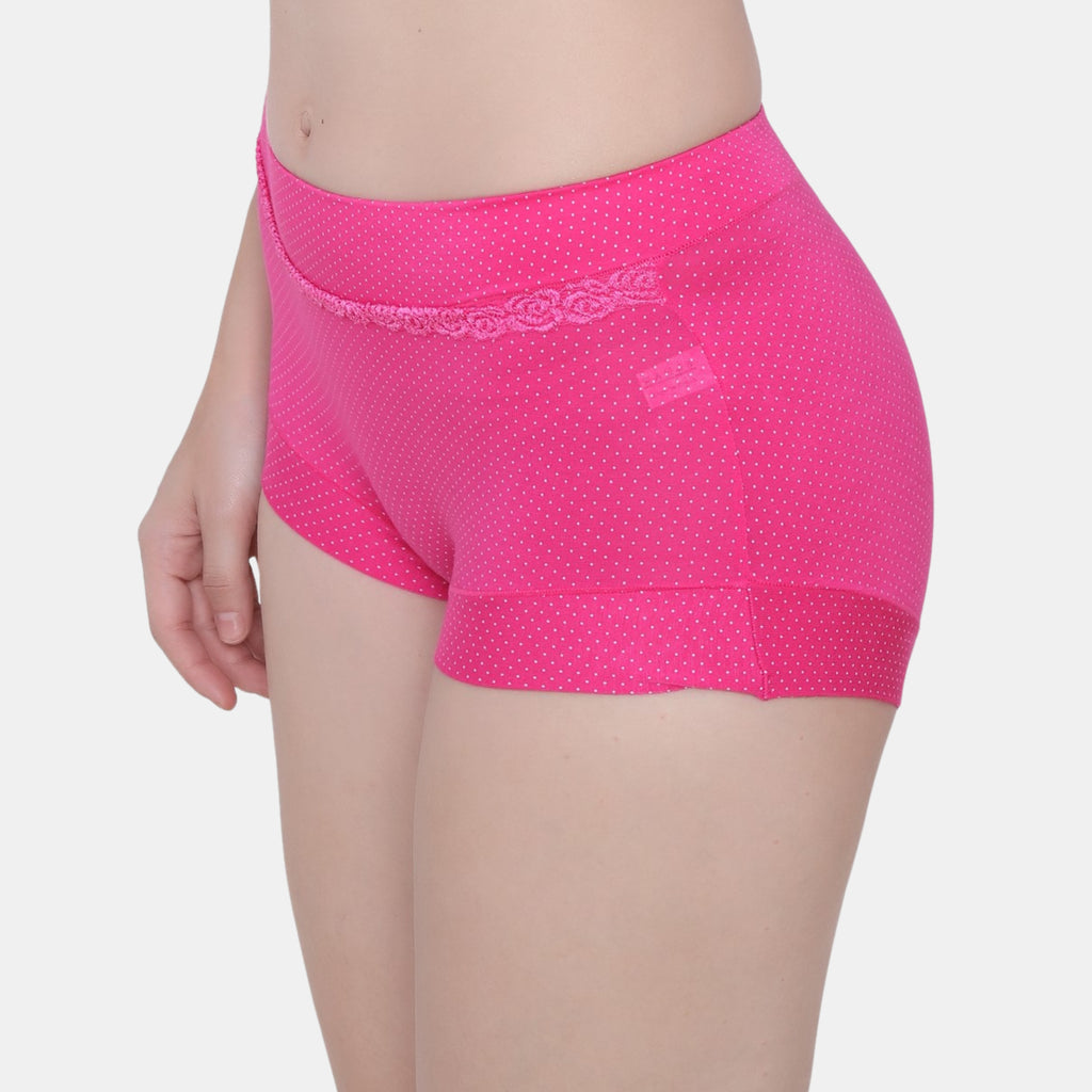 Cotton Mid-Rise Floral Lace Full Coverage Boy Shorts Panties