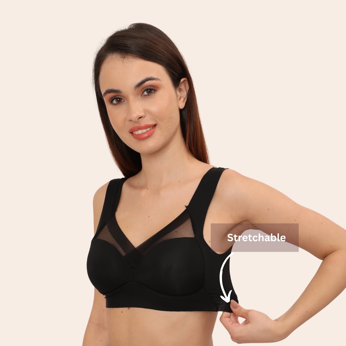 Wirefree Comfortable Padded Lift Push Up Thin, Soft, Sexy Back Smoothing Bra for Women
