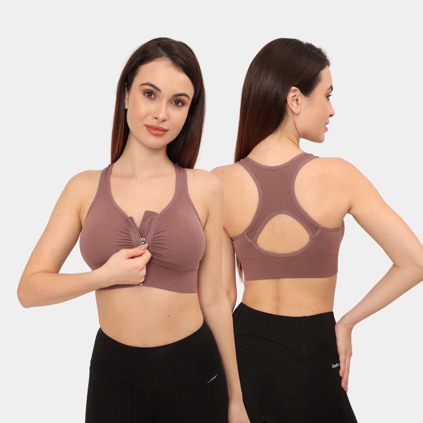Front Zip Closure Sports Bra | Medium Impact Yoga Bras