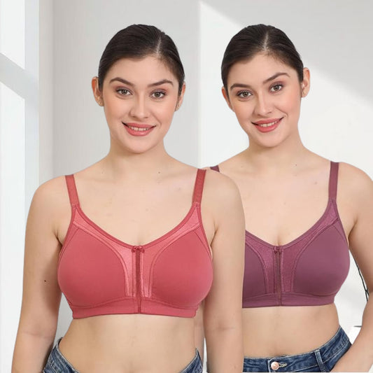 Minimizer Everyday Bra-Pack of 2 Bra(PEACHY ORANGE-SOFT PLUM)