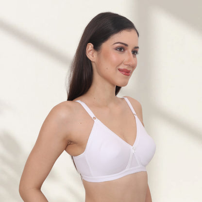 Poly Cotton PC Interlock Fabric Full Coverage Non-Padded Wirefree Everyday T-Shirt Bra