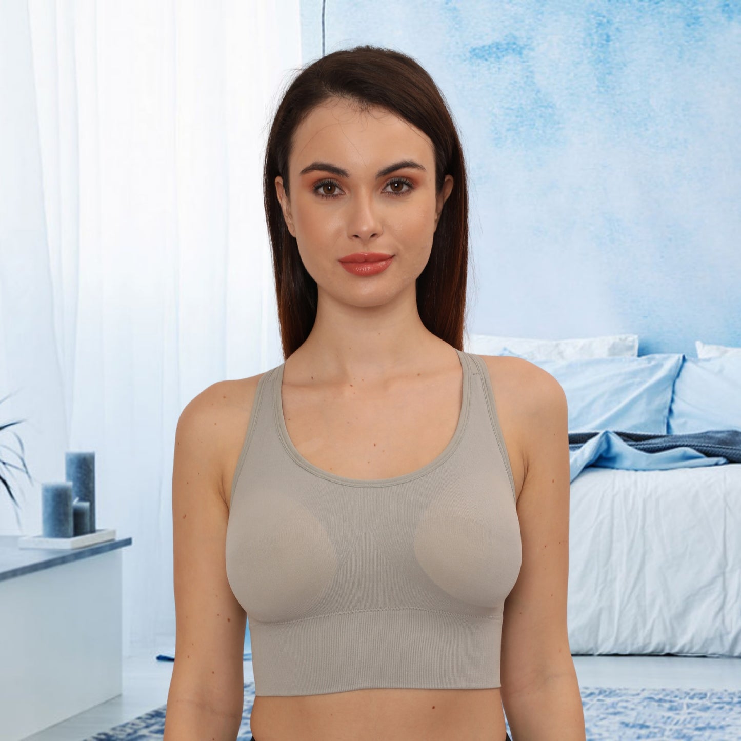 Nylon Spandex Padded Non-Wired Racer Back Sports Bra for Gym, Cardio, Zumba and Yoga