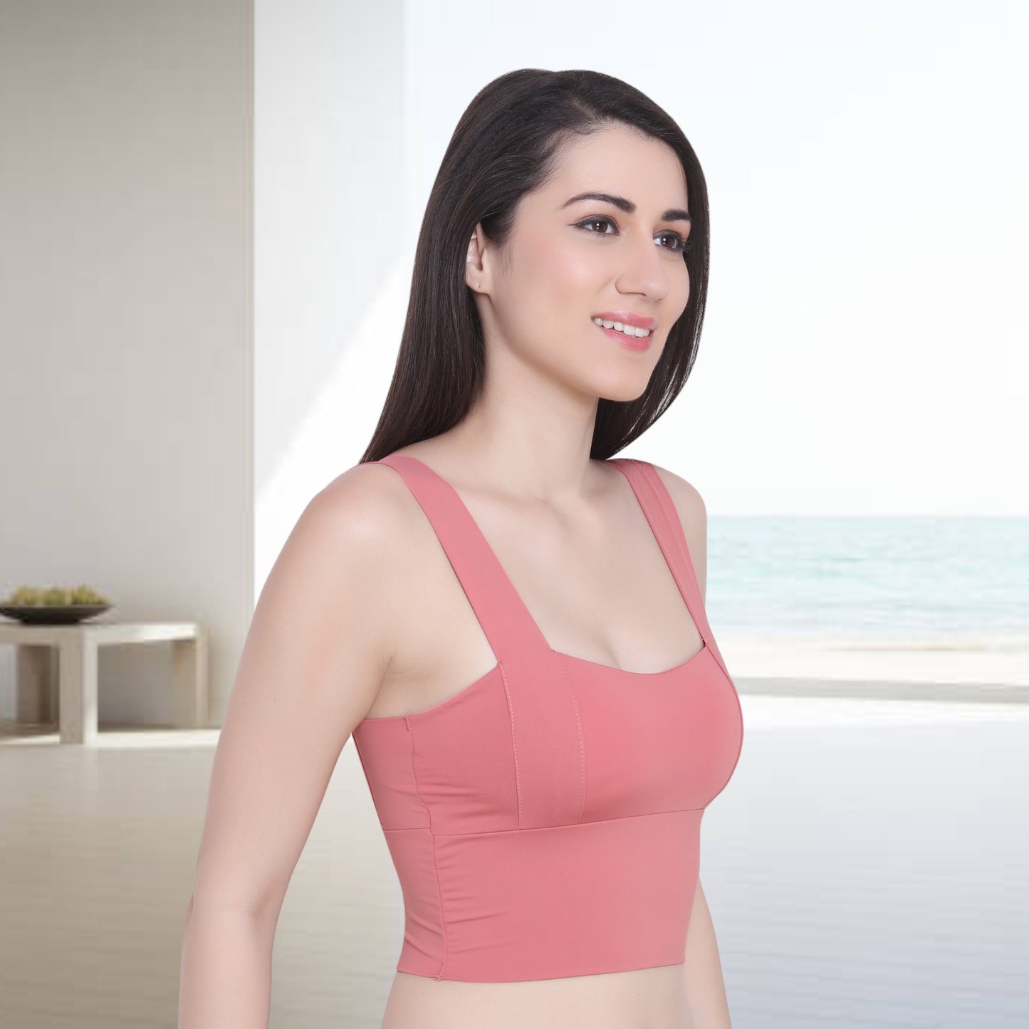 Nylon Spandex Padded Wire Free Seamless Sports Bras for Women
