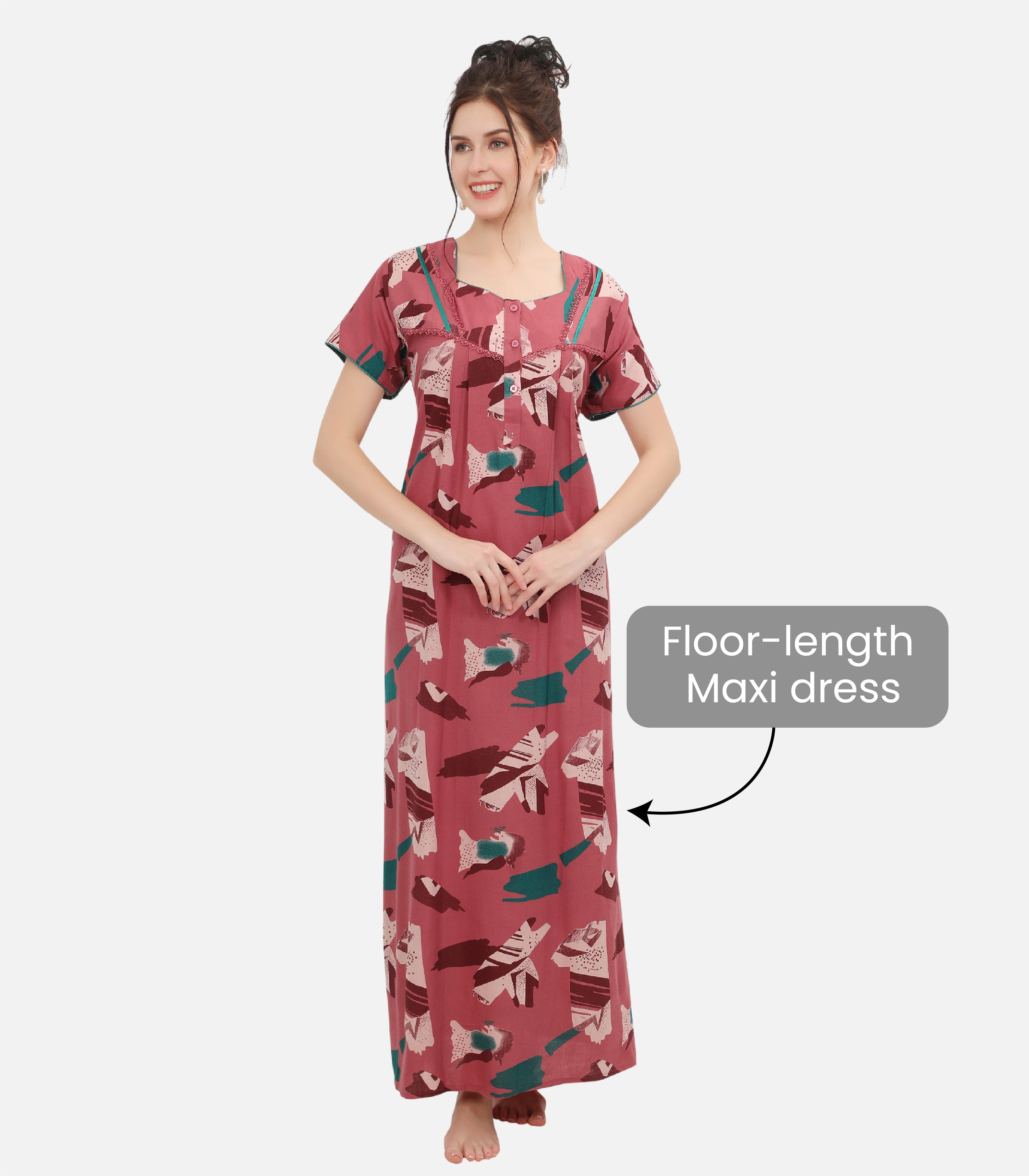 Printed Full-Length Night Gown