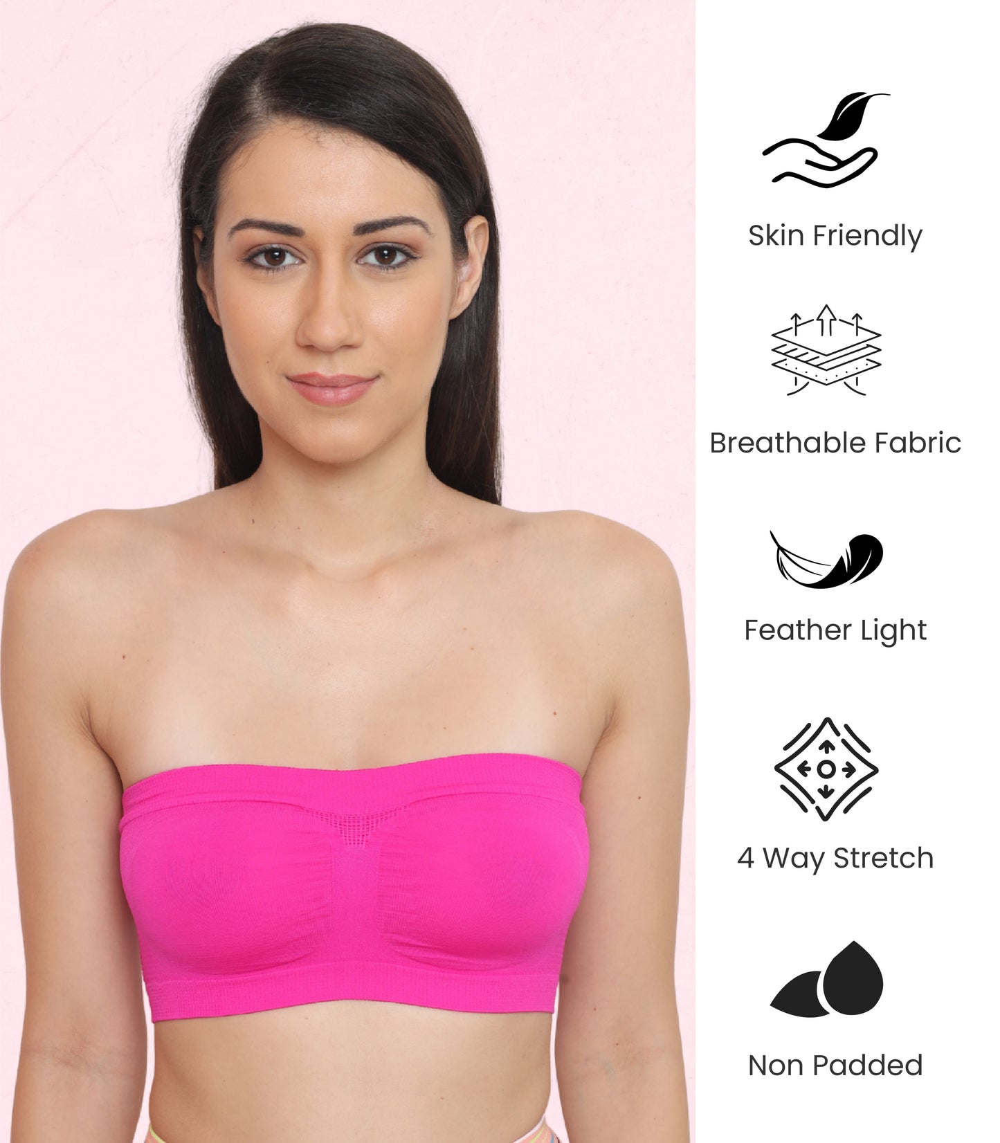 Seamless, Strapless, Full Coverage, Non-Wired Tube Bra