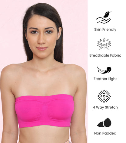 Seamless, Strapless, Full Coverage, Non-Wired Tube Bra