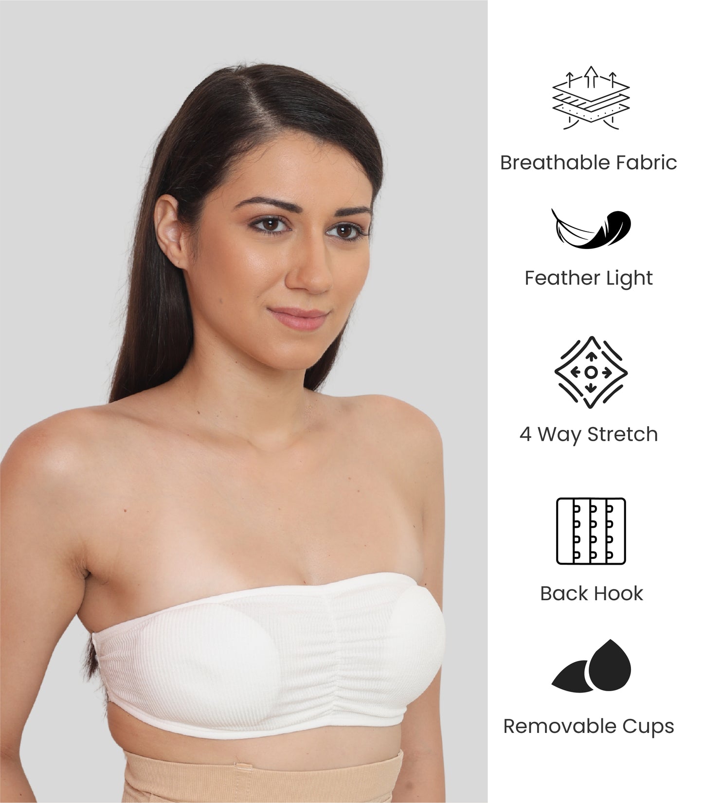 Nylon Spandex Tube Bra Padded Wire Free Strapless Seamless Stretchable Bra