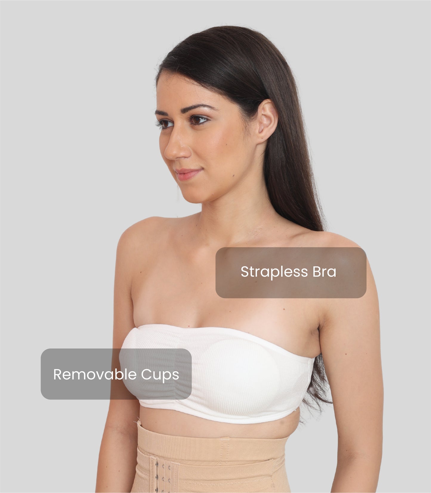 Nylon Spandex Tube Bra Padded Wire Free Strapless Seamless Stretchable Bra