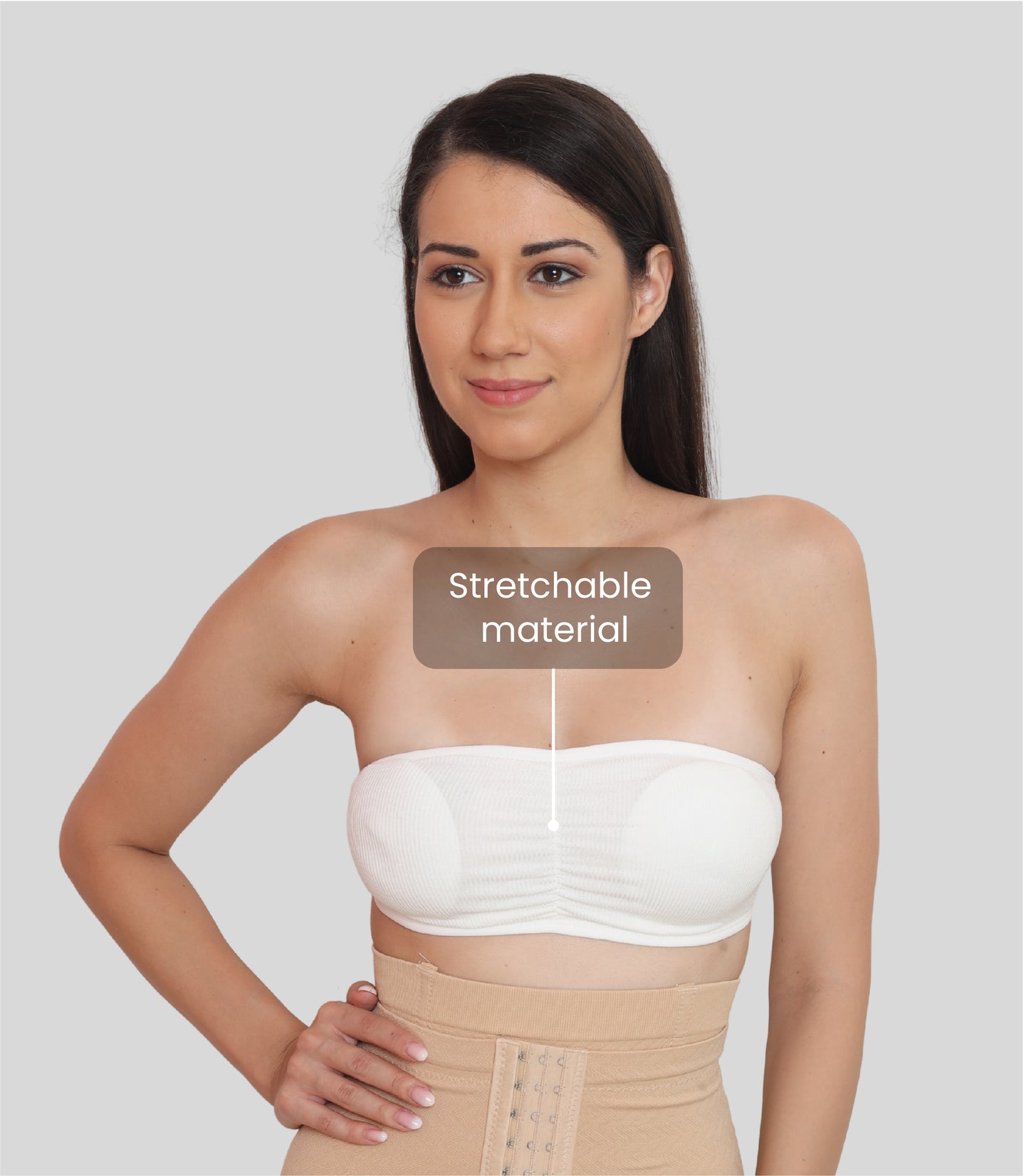 Nylon Spandex Tube Bra Padded Wire Free Strapless Seamless Stretchable Bra