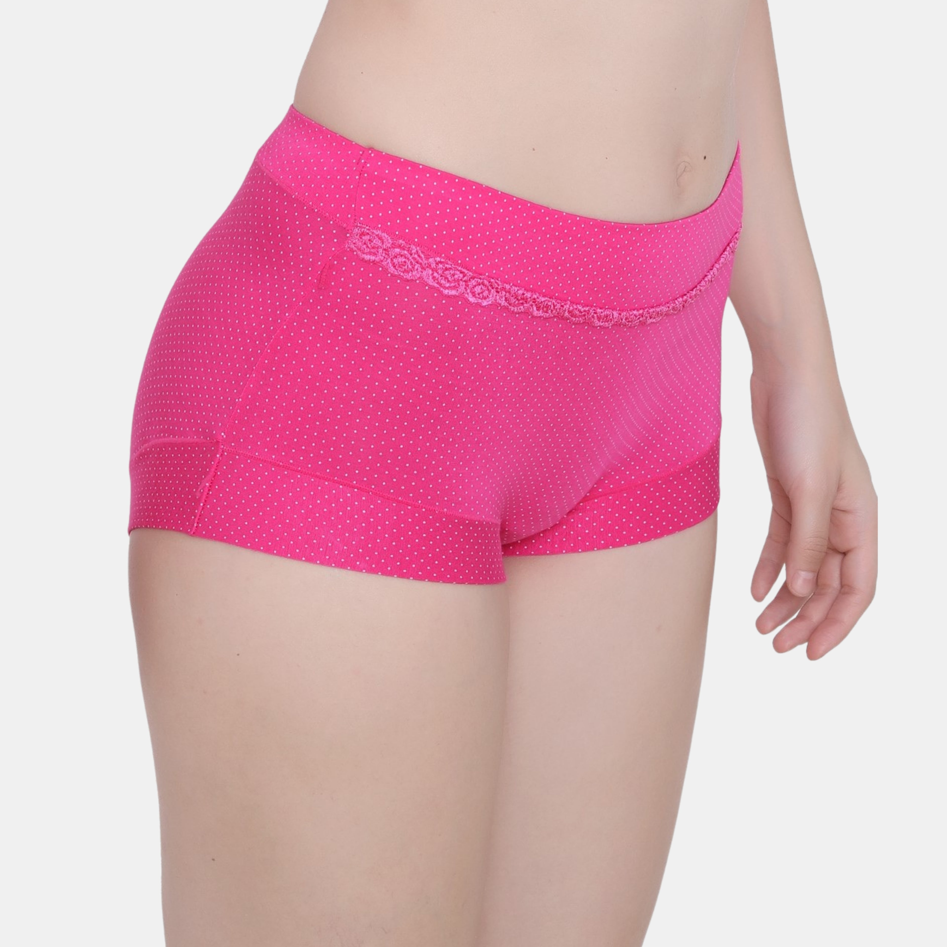 Cotton Mid-Rise Floral Lace Full Coverage Boy Shorts Panties