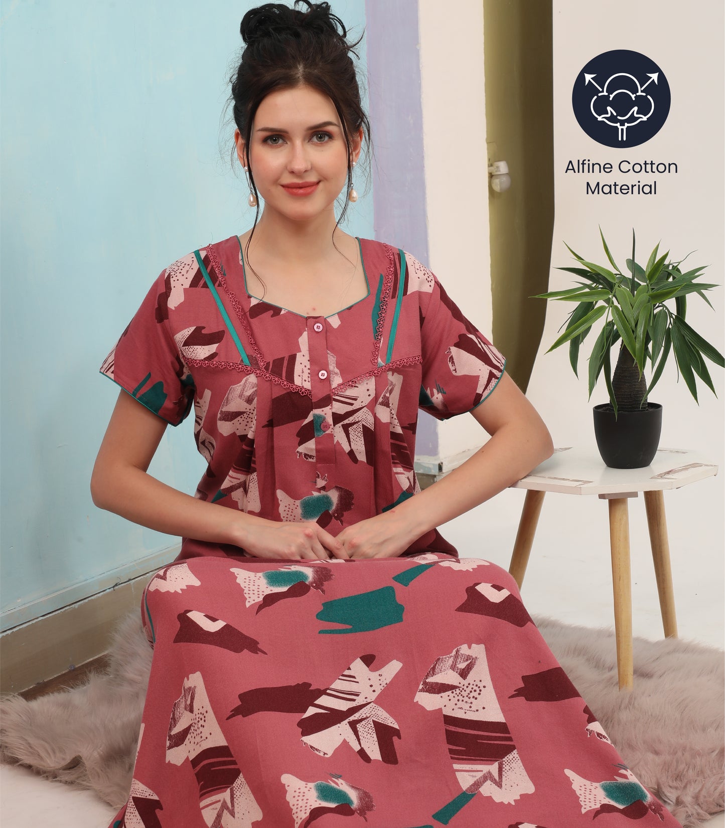 Printed Full-Length Night Gown