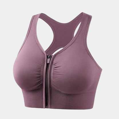 Front Zip Closure Sports Bra | Medium Impact Yoga Bras