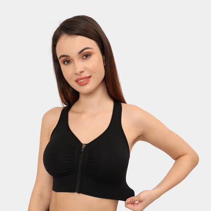 Front Zip Closure Sports Bra | Medium Impact Yoga Bras