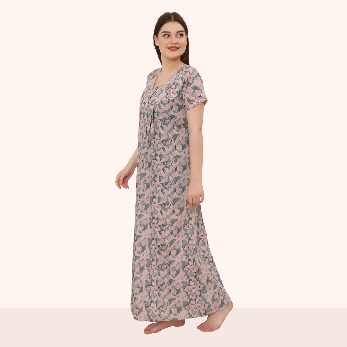 Printed Full Length Night Gown