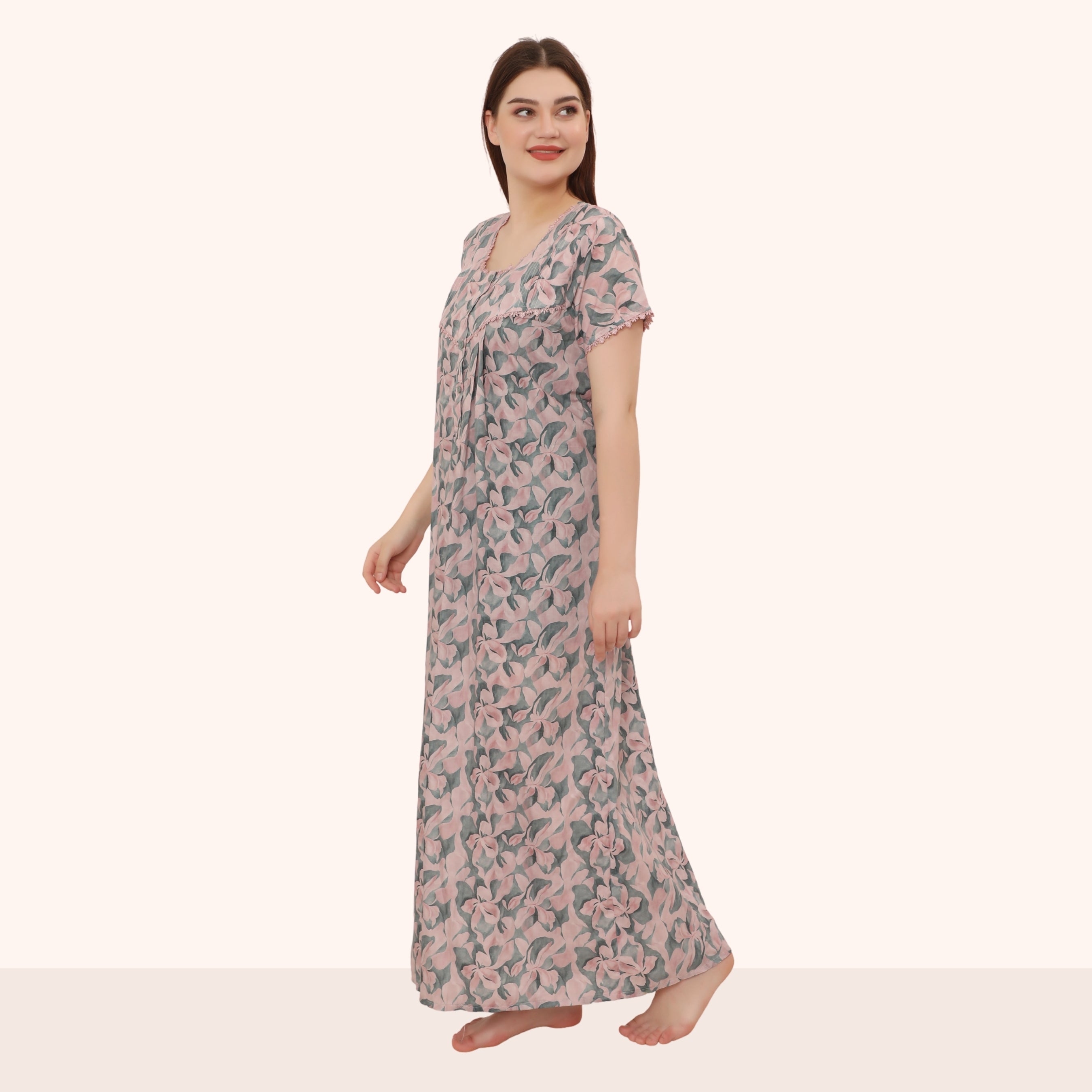 Printed Full Length Night Gown