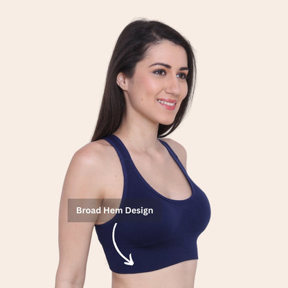 Nylon Spandex Padded Non-Wired Racer Back Sports Bra for Gym, Cardio, Zumba and Yoga