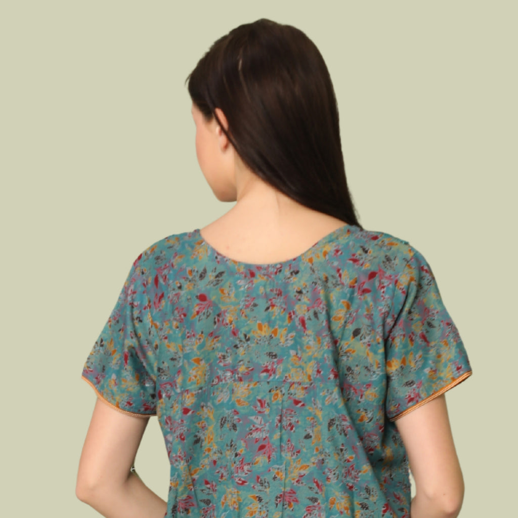 Floral Print Full Length Night Gown