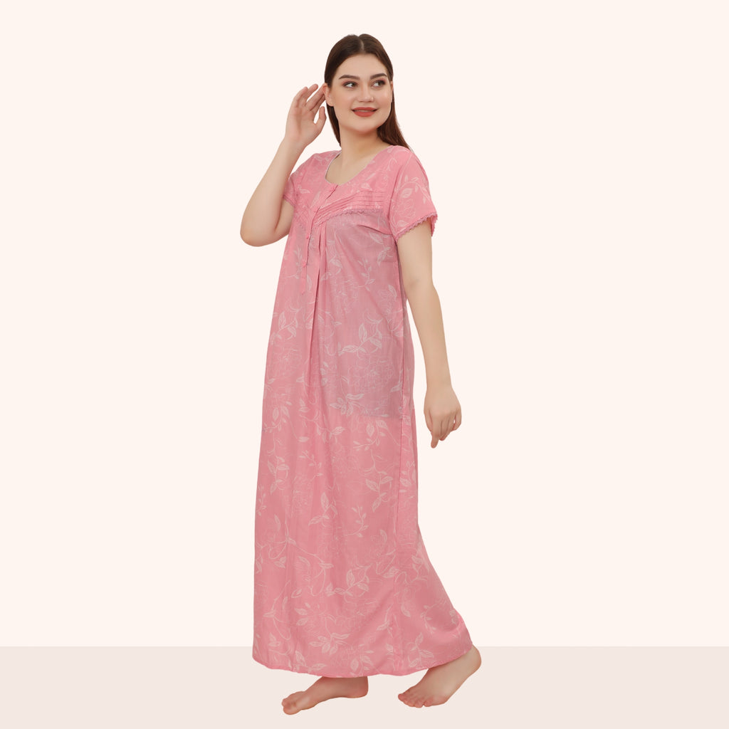 Floral Print Full Length Night Gown