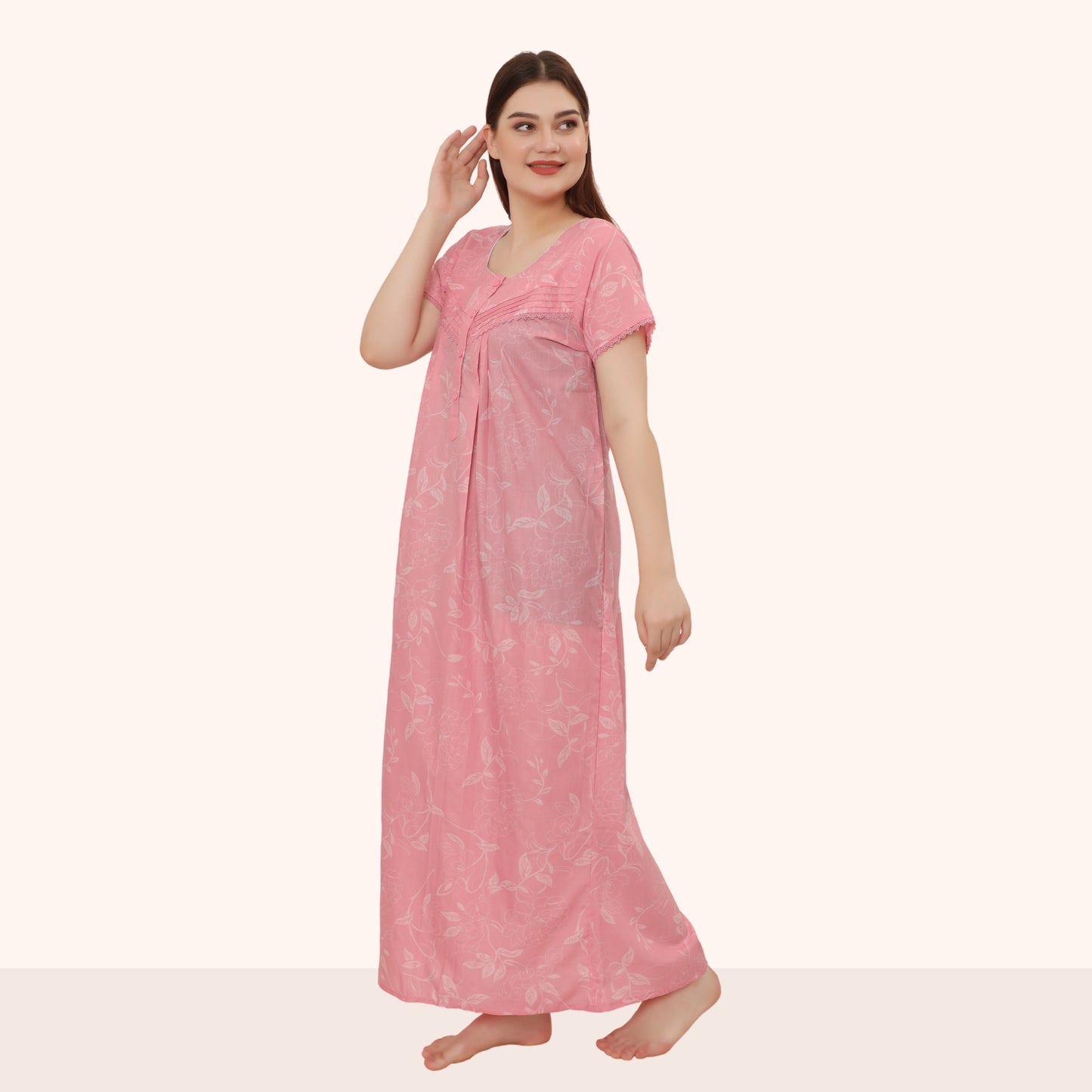 Floral Print Full Length Night Gown