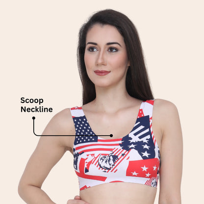 Printed Ice Silk Seamless Lightly Padded  Sports Bra
