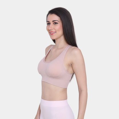Nylon Spandex Padded Non-Wired Racer Back Sports Bra for Gym, Cardio, Zumba and Yoga