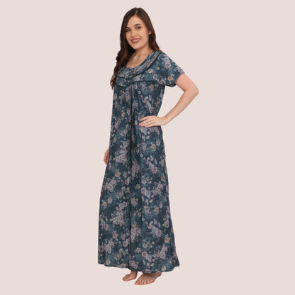 Floral Print Full Length Night Gown