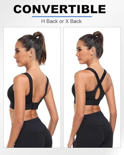High Impact Front Zip Sports Bra for Gym, Yoga & Workout