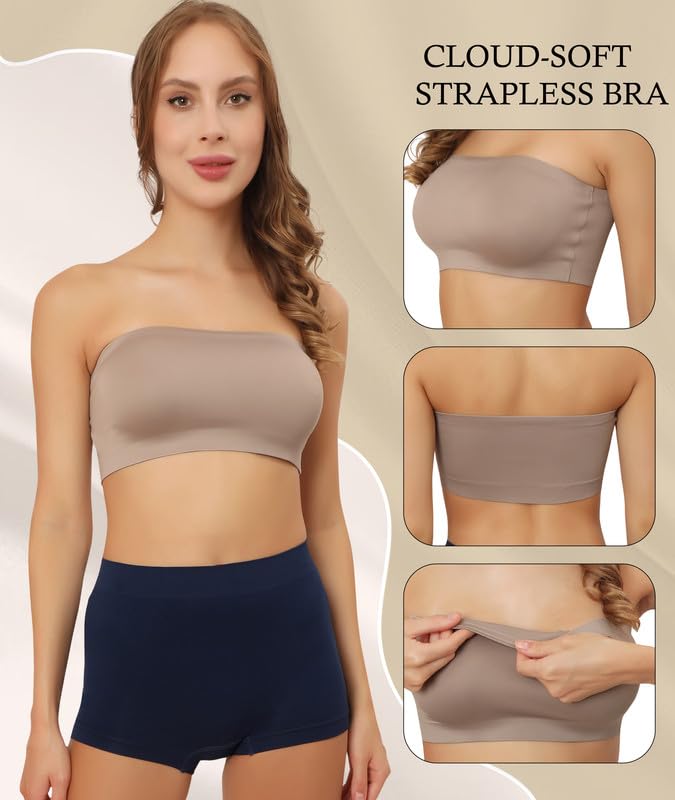 Non-Padded Strapless, Full Coverage, Non-Wired Tube Bra for Backless Dress