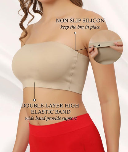 Non-Padded Strapless, Full Coverage, Non-Wired Tube Bra for Backless Dress