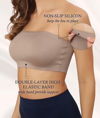 Non-Padded Strapless, Full Coverage, Non-Wired Tube Bra for Backless Dress