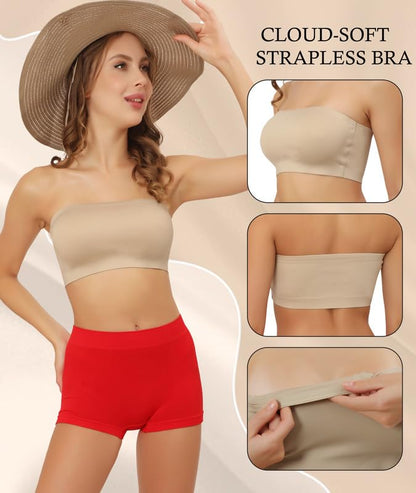 Non-Padded Strapless, Full Coverage, Non-Wired Tube Bra for Backless Dress