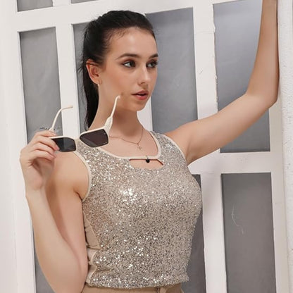 Glamoras Women Sleeveless Sequin Cami Top
