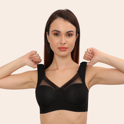 Wirefree Comfortable Padded Lift Push Up Thin, Soft, Sexy Back Smoothing Bra for Women