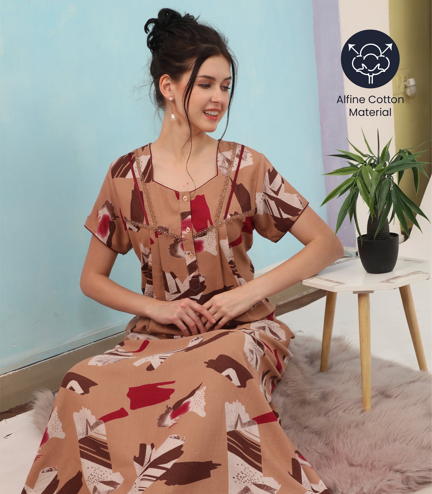 Printed Full-Length Night Gown