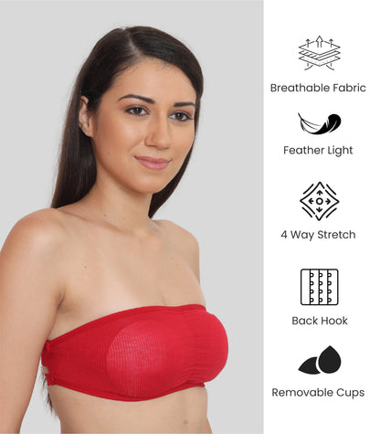 Nylon Spandex Tube Bra Padded Wire Free Strapless Seamless Stretchable Bra