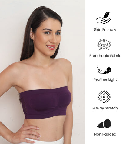 Seamless, Strapless, Full Coverage, Non-Wired Tube Bra