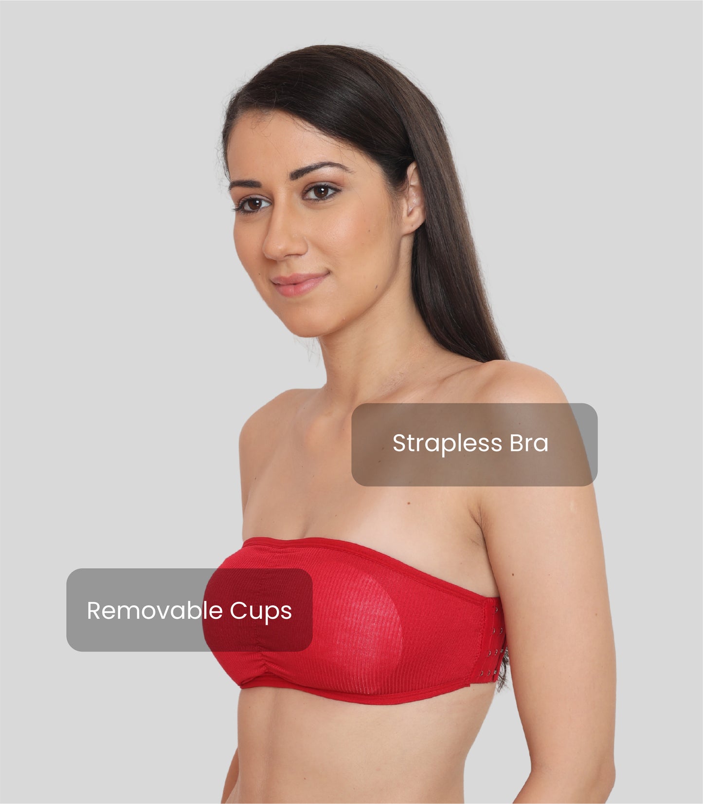 Nylon Spandex Tube Bra Padded Wire Free Strapless Seamless Stretchable Bra