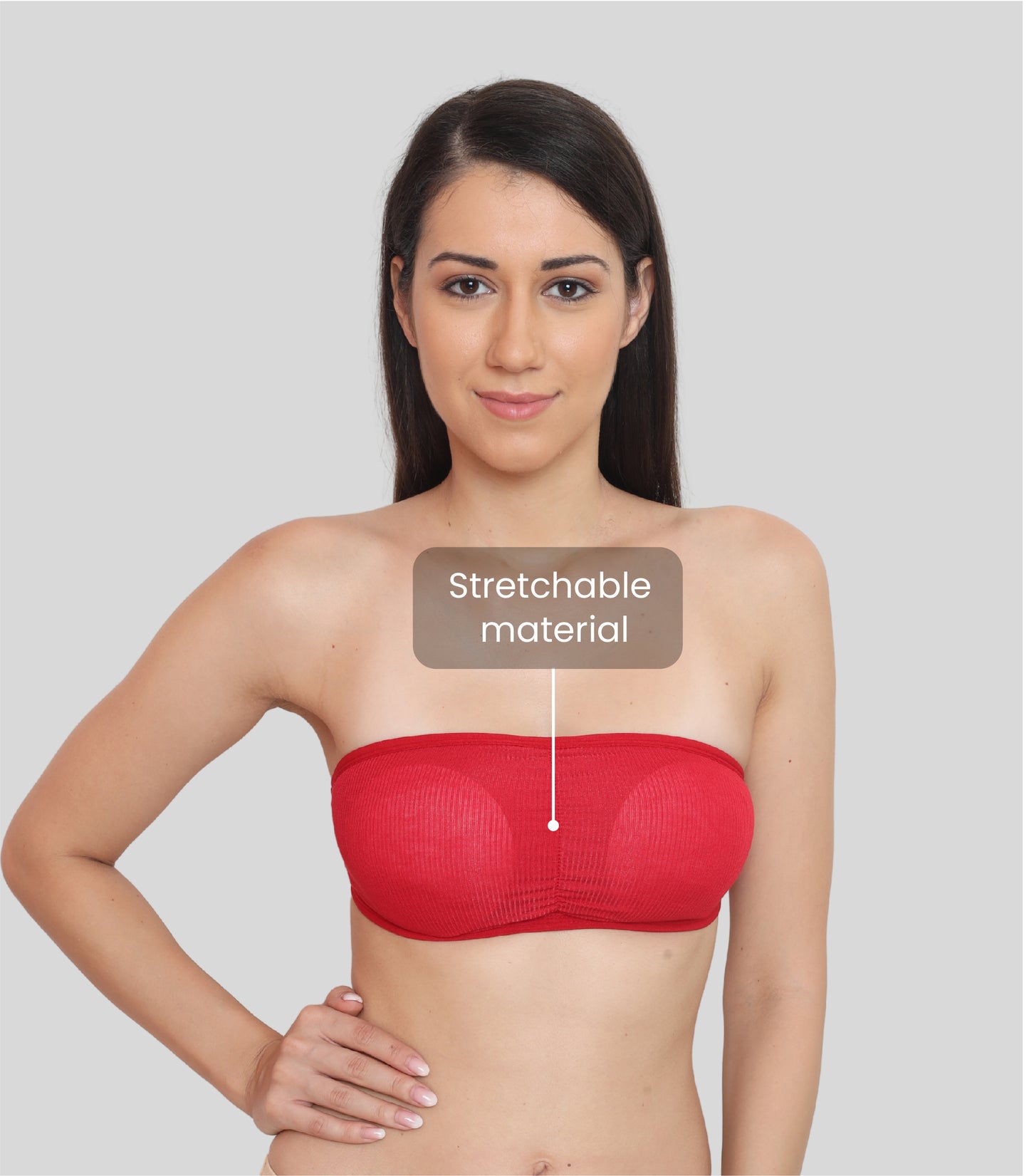 Nylon Spandex Tube Bra Padded Wire Free Strapless Seamless Stretchable Bra