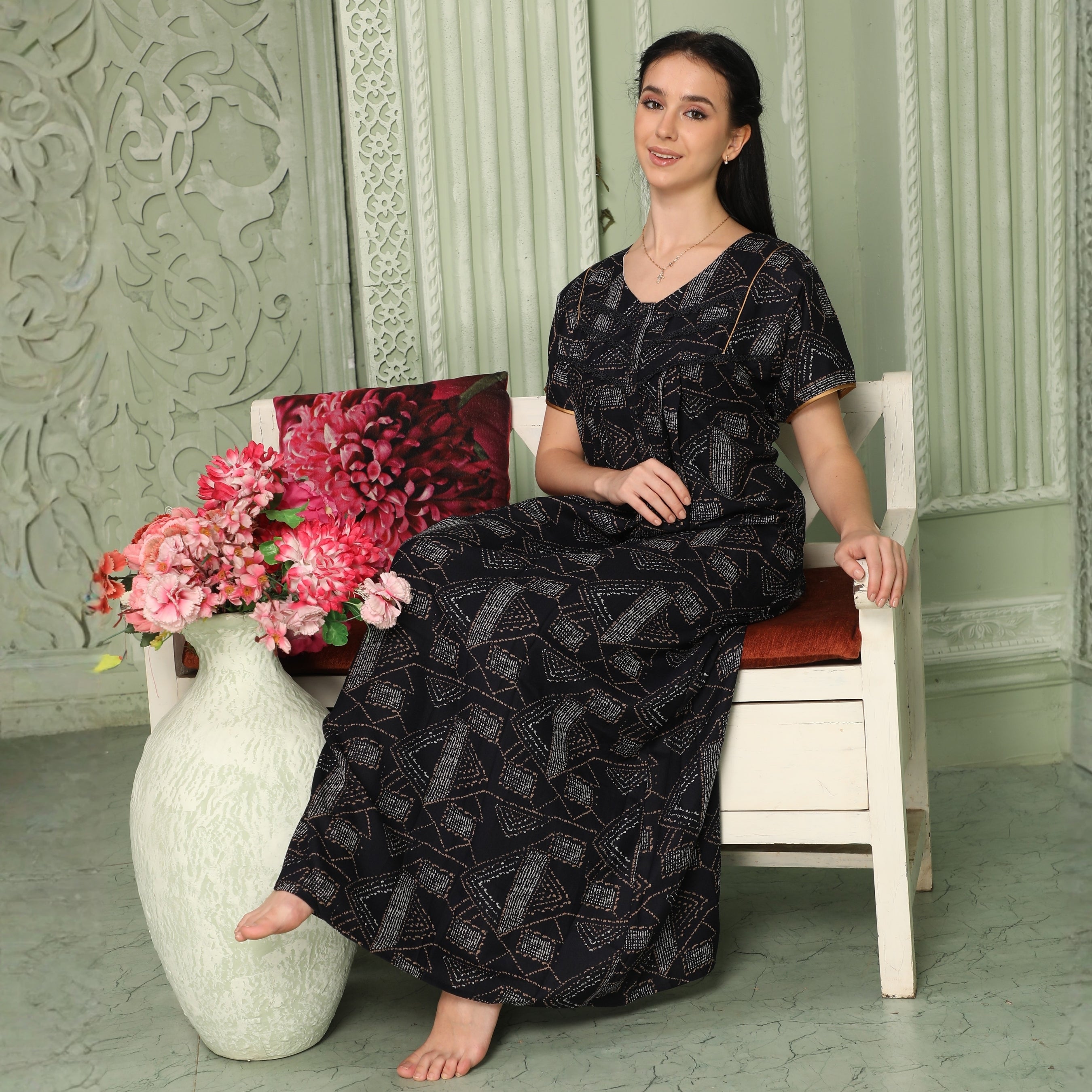 Printed Full-Length Night Gown