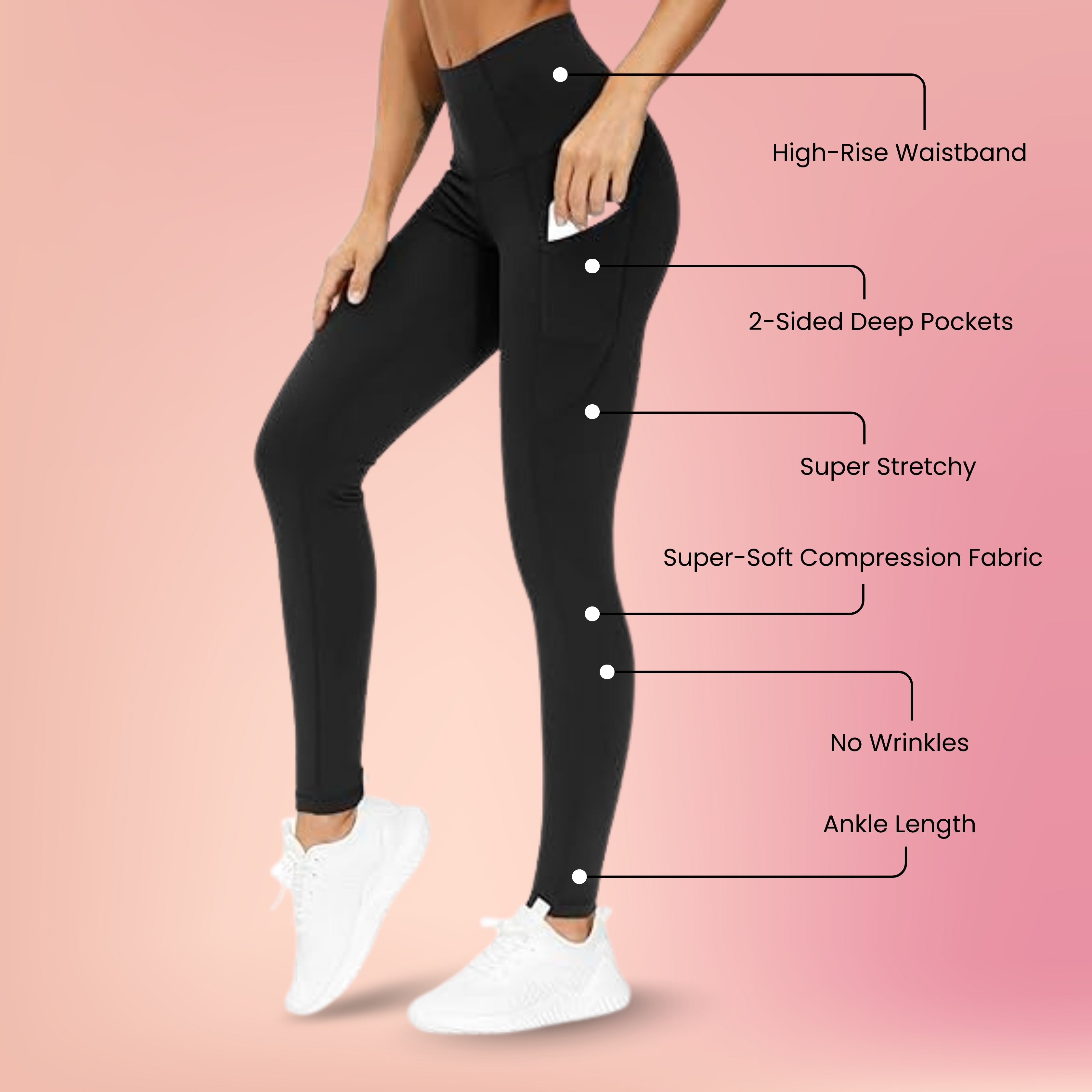 High-Waisted Gym Pants with Pockets for Women