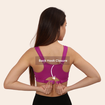 High Impact Racerback Design with Front Zip & Removable Pads