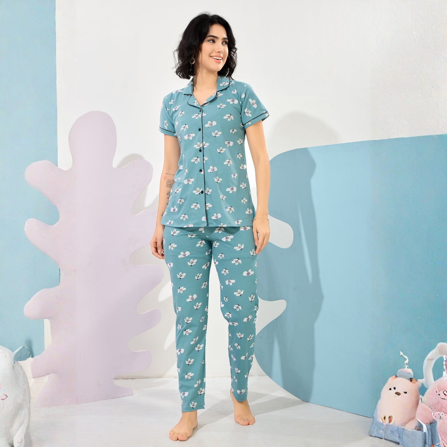 Printed Full Length Night Gown