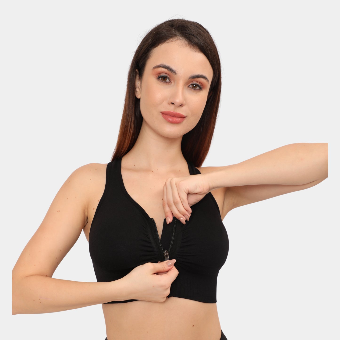 Front Zip Closure Sports Bra | Medium Impact Yoga Bras