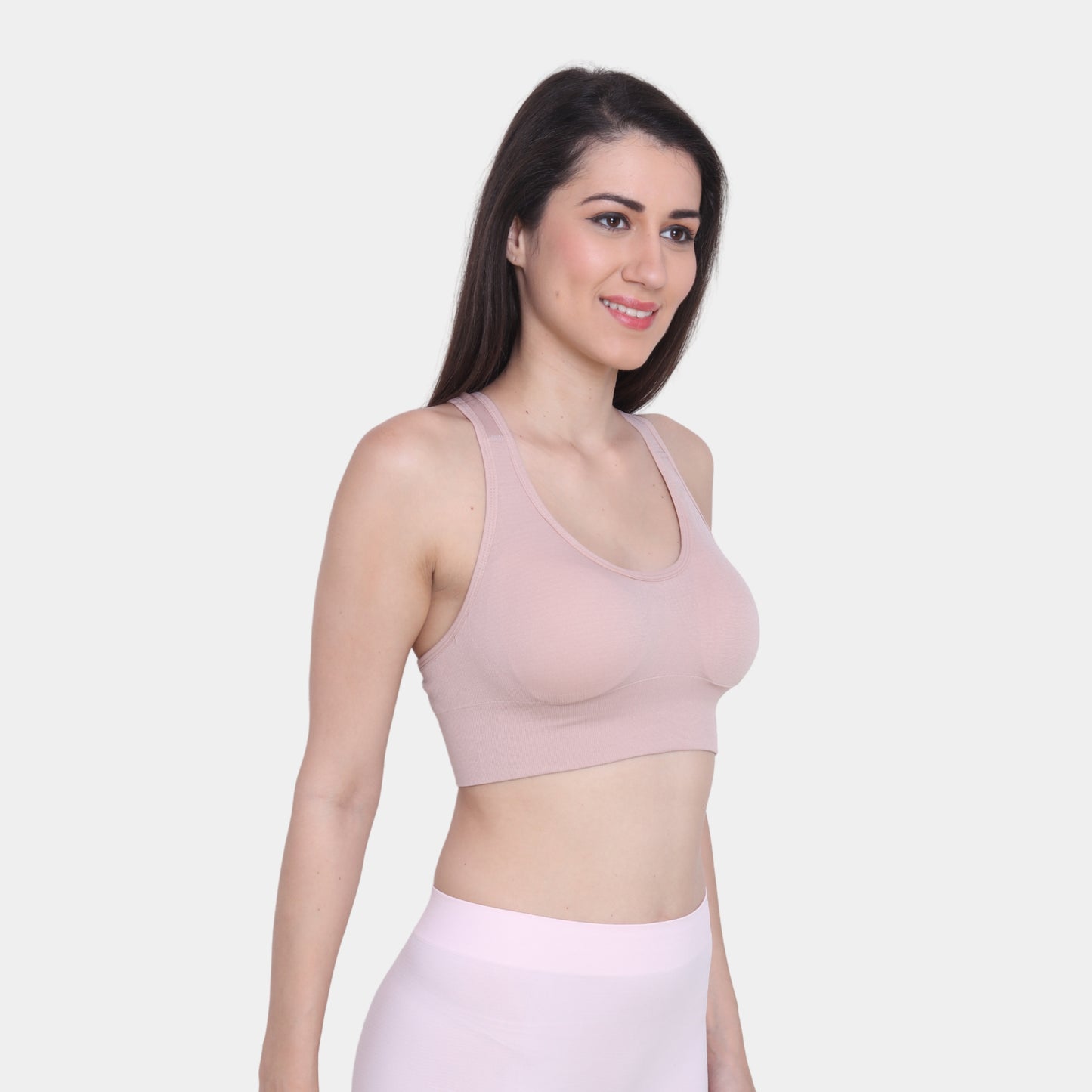 Nylon Spandex Padded Non-Wired Racer Back Sports Bra for Gym, Cardio, Zumba and Yoga