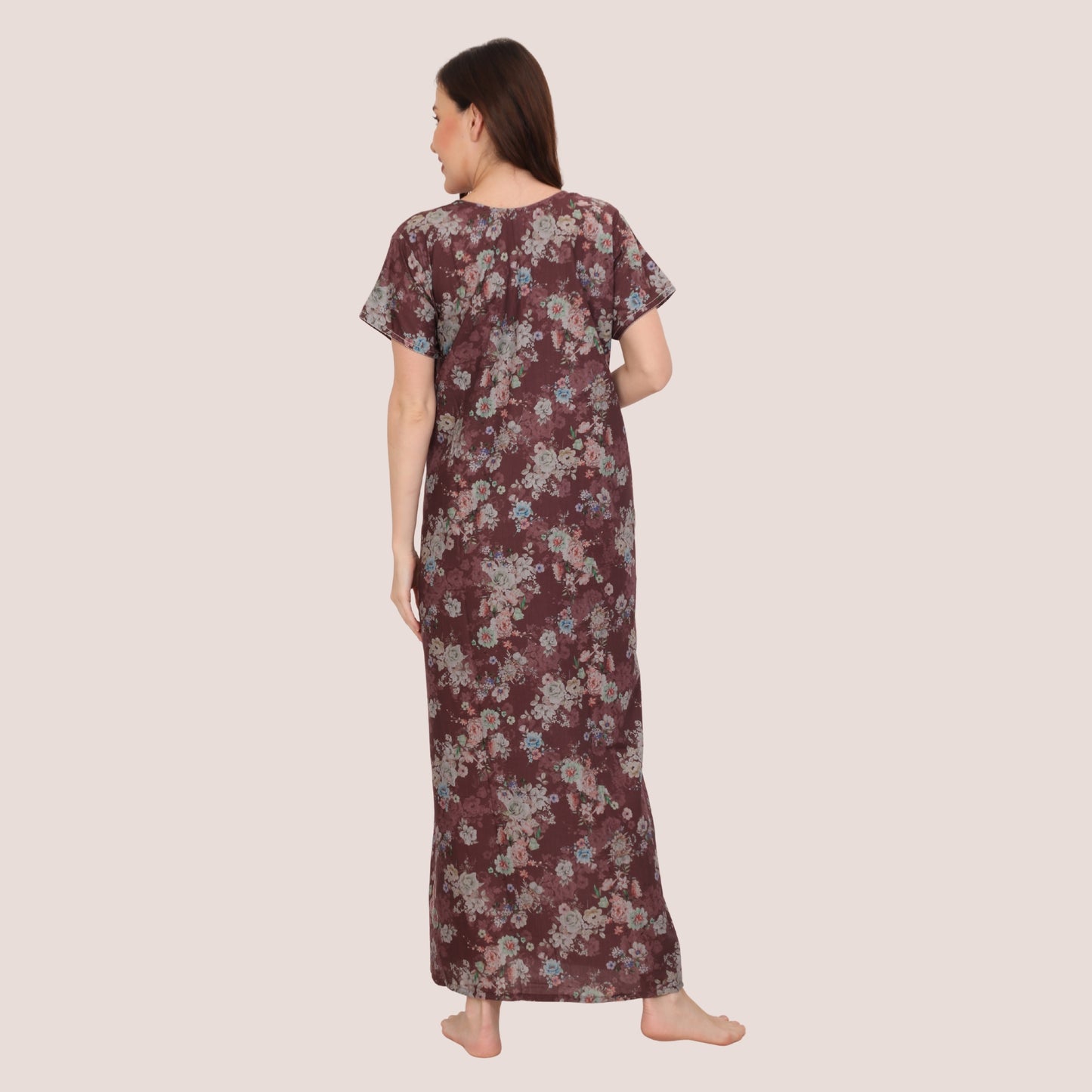 Floral Print Full Length Night Gown