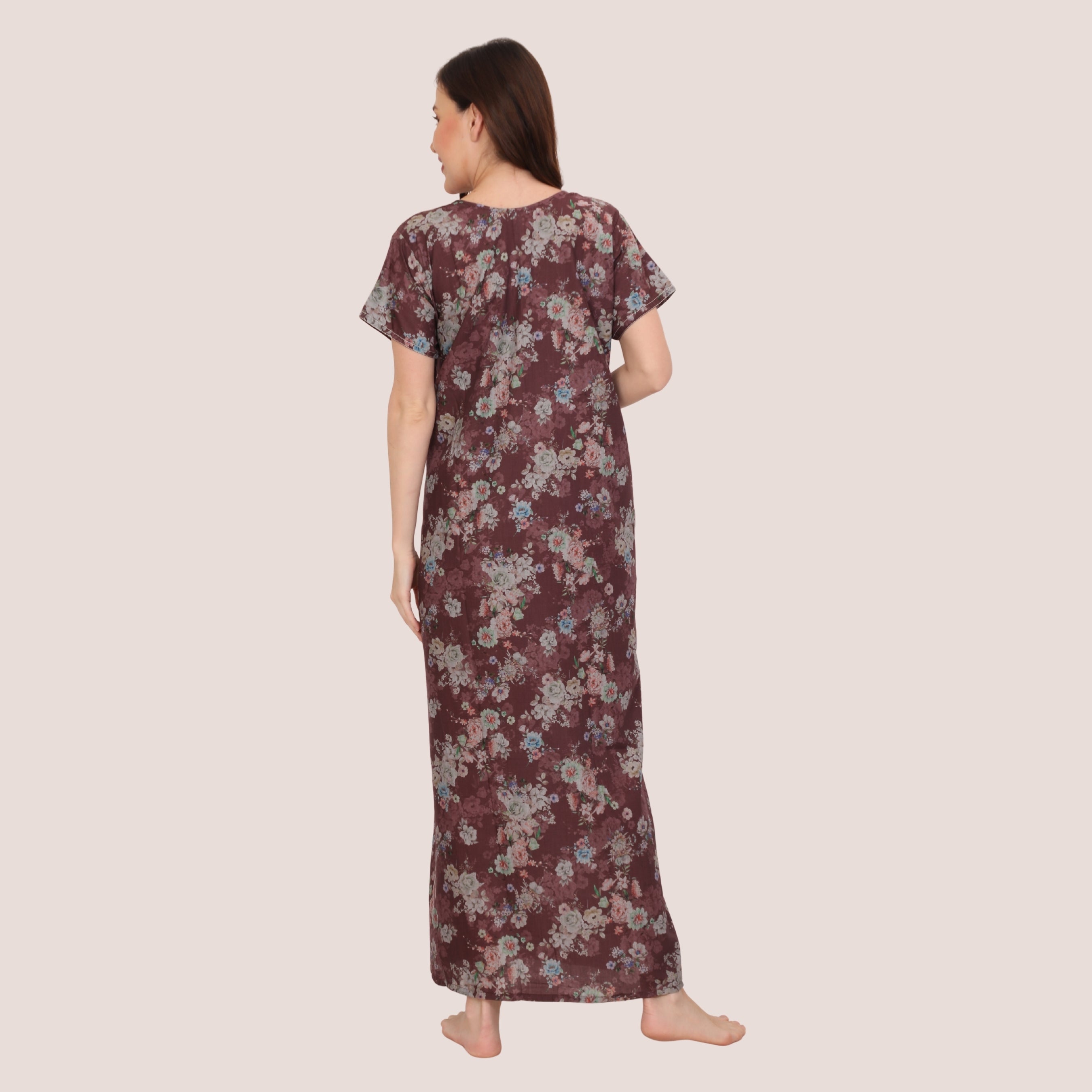 Floral Print Full Length Night Gown