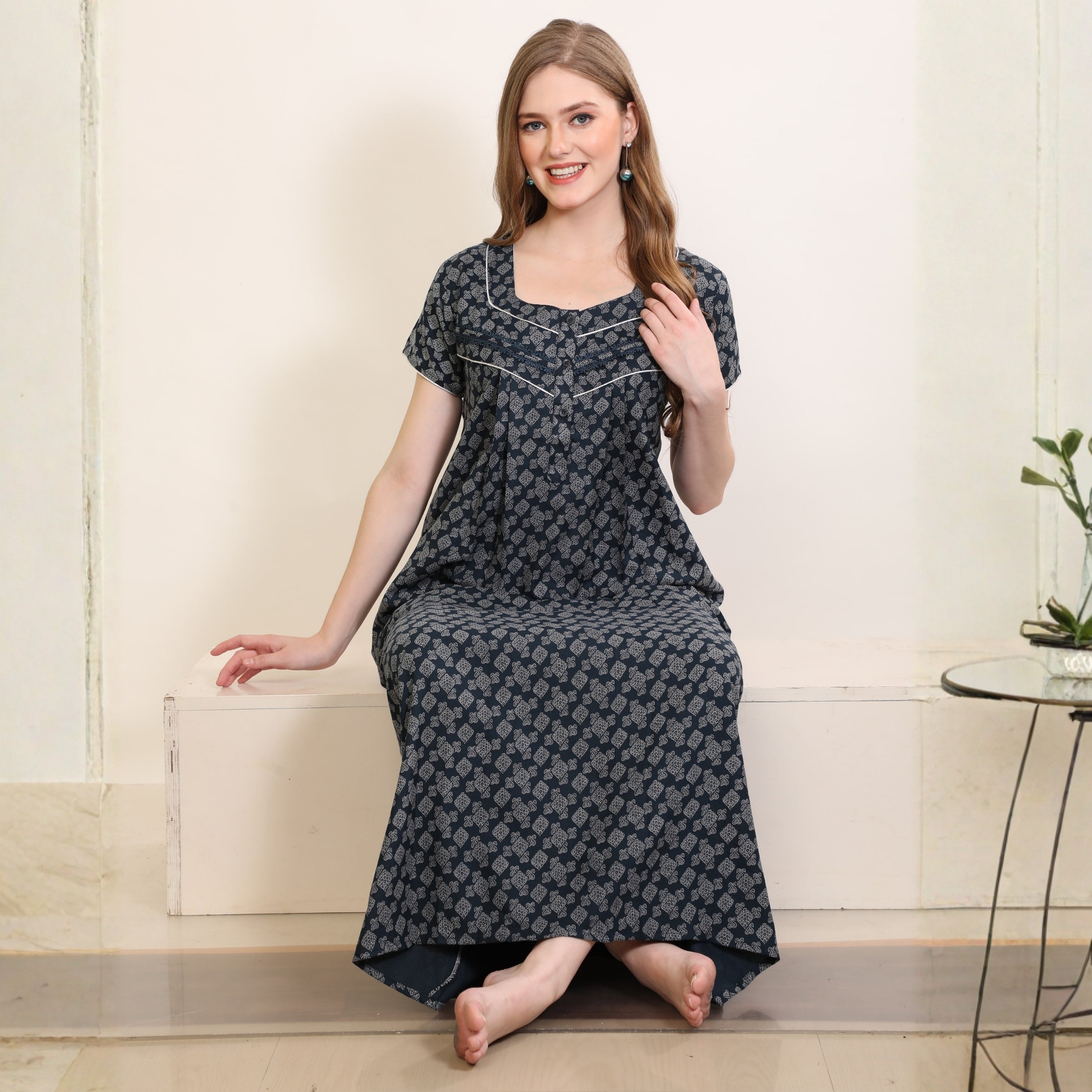 Printed Full-Length Night Gown
