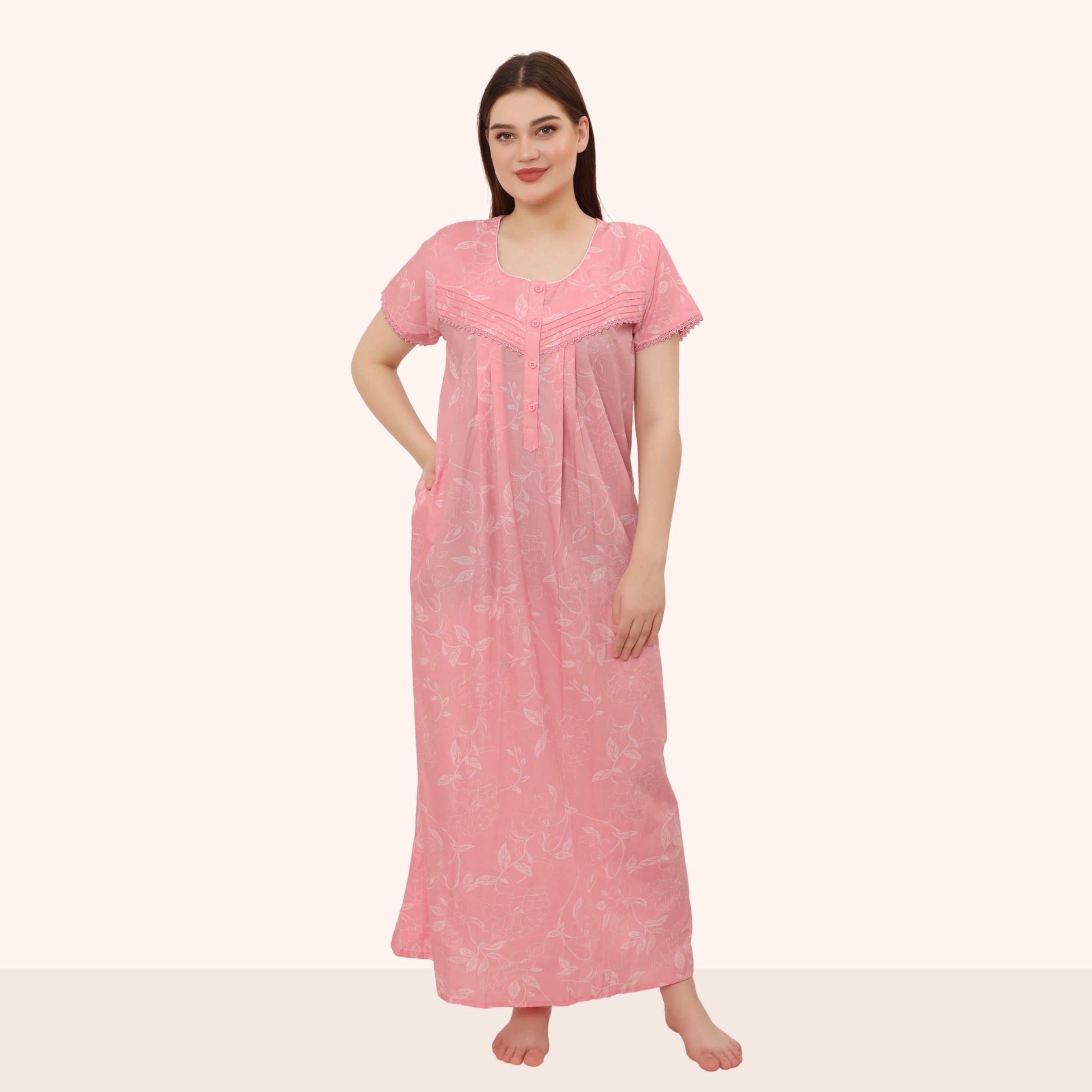 Floral Print Full Length Night Gown