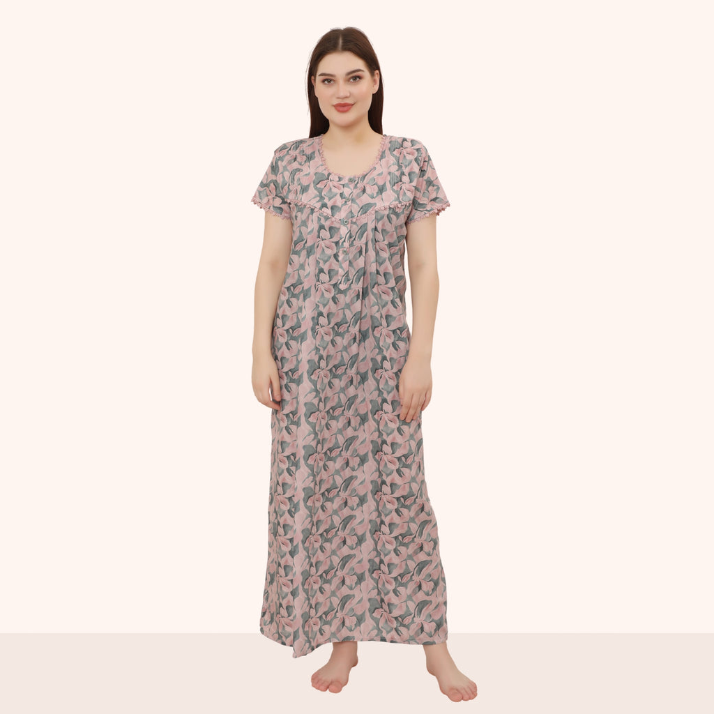 Printed Full Length Night Gown